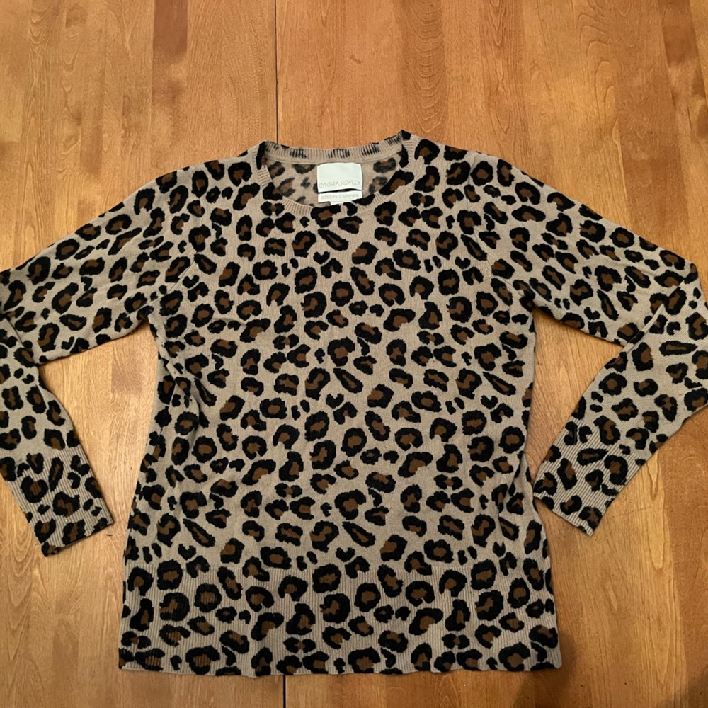 Cynthia Rowley Cashmere Leopard Print Sweater